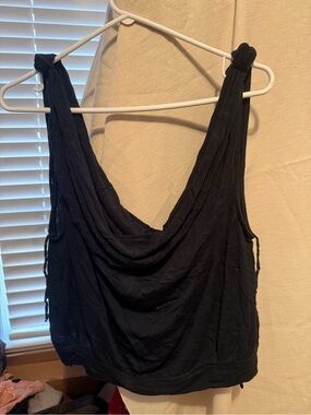 Free People Black Draped Crop Tank